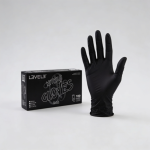 L3VEL3 NITRILE GLOVES BLACK 100CT